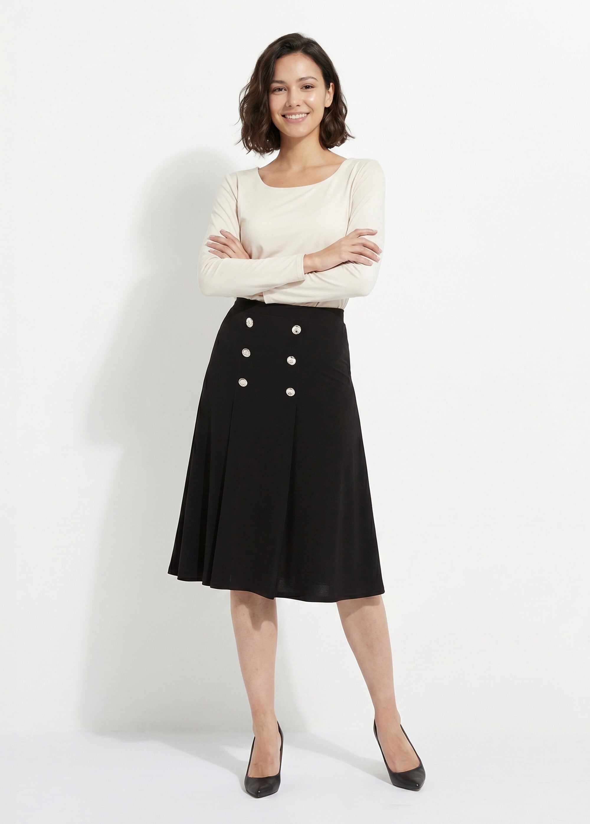 Mid-length_plain_knit_flared_skirt_with_bridge_Black_SF1_slim