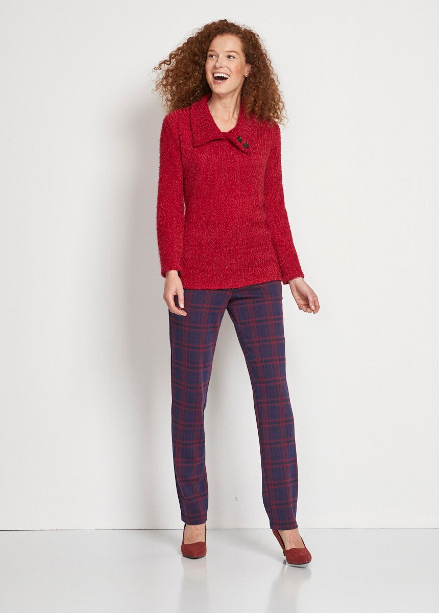 Hairy_chenille_knit_broken_neck_sweater_Red_SF1_slim