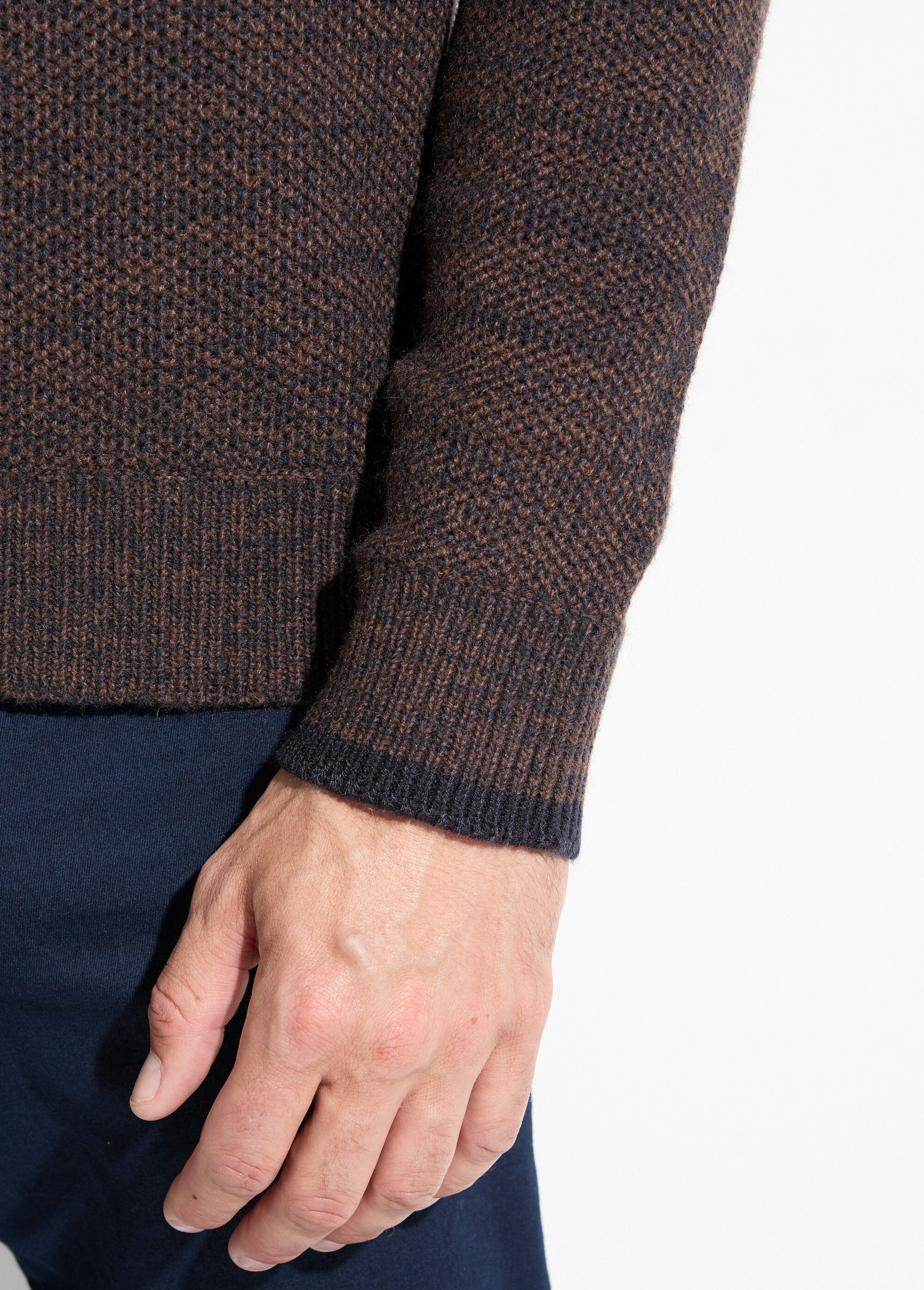 High-neck_zipped_sweater_in_heathered_wool_knit_Brown_DE2_slim