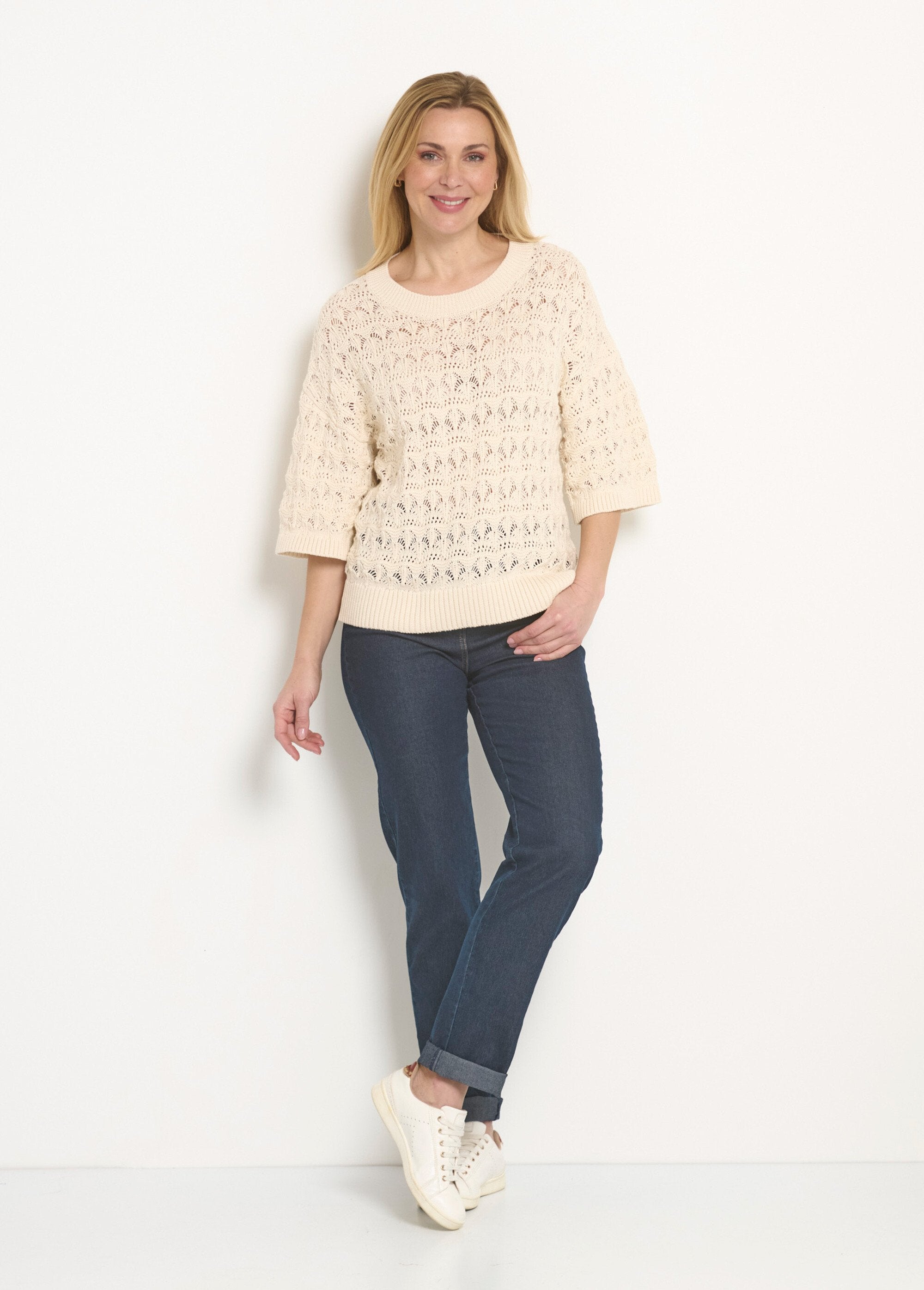 Short-sleeved_openwork_knit_sweater_Ecru_SF1_slim