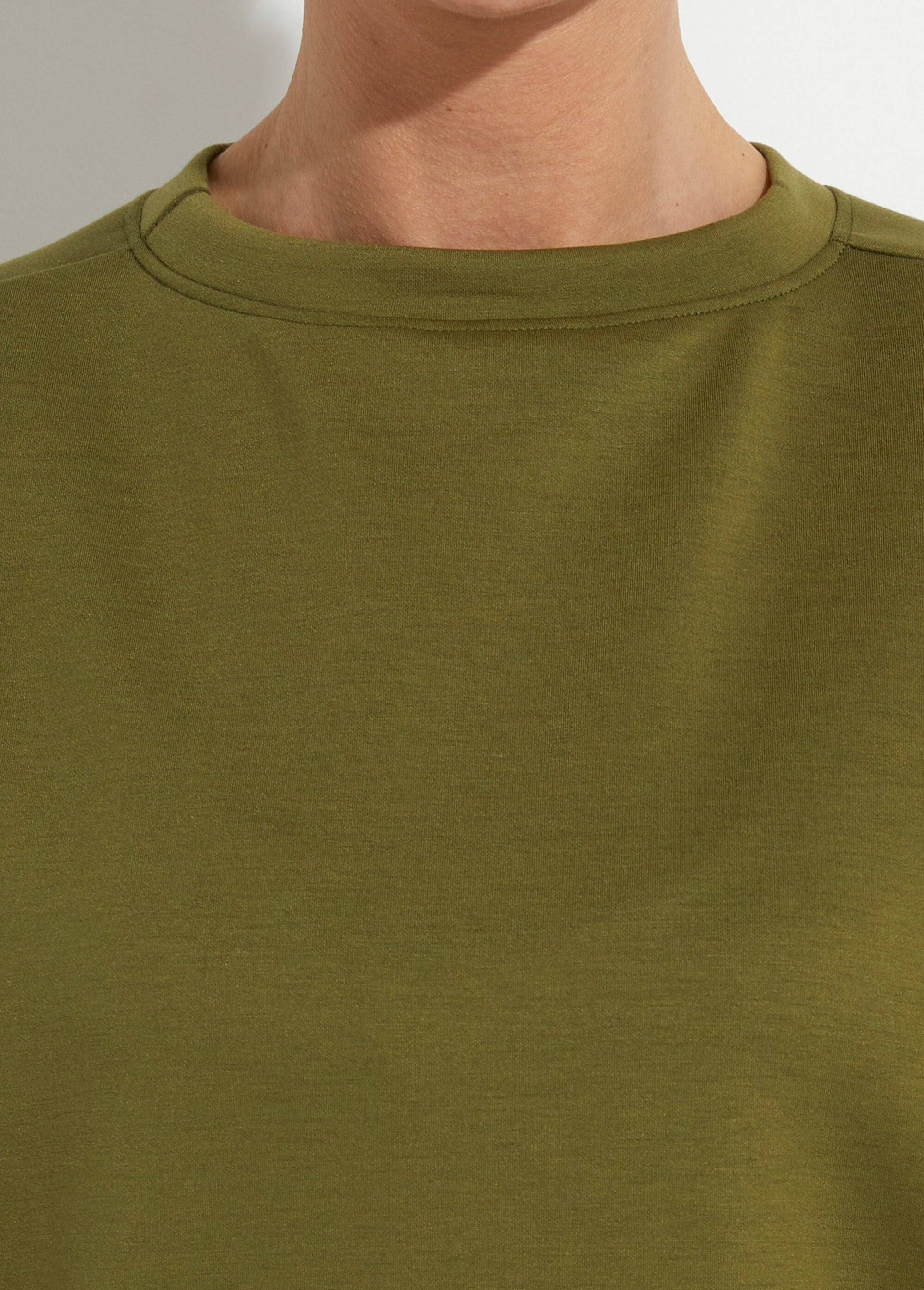 Wide_round_neck_sweatshirt,_3/4_sleeves_Olive_green_DE2_slim