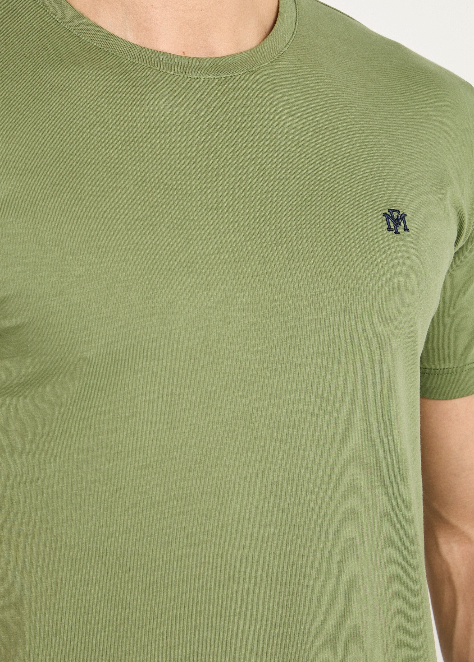Embroidered_round-neck_short-sleeved_T-shirt_Khaki_DE1_slim