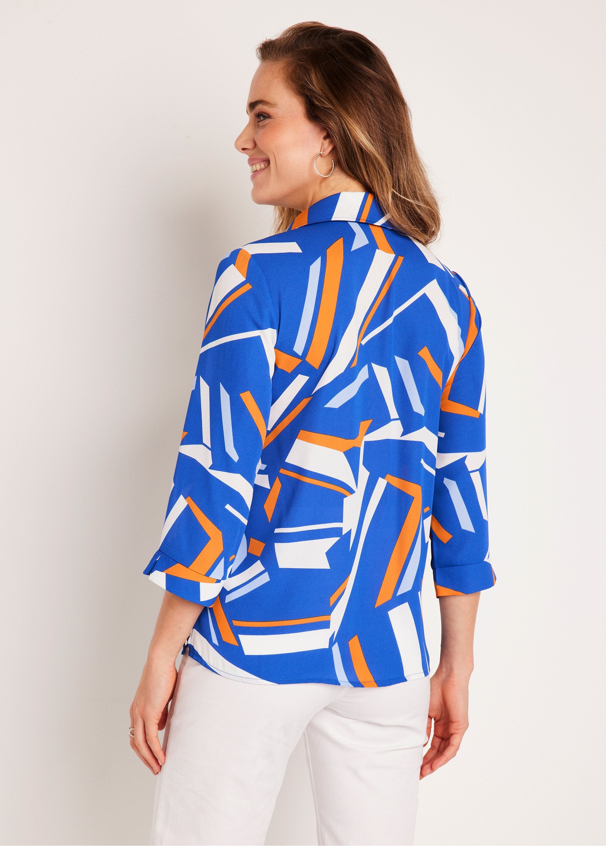 Straight_graphic_blouse_with_3/4_sleeves_Orange_Imp_DO1_slim