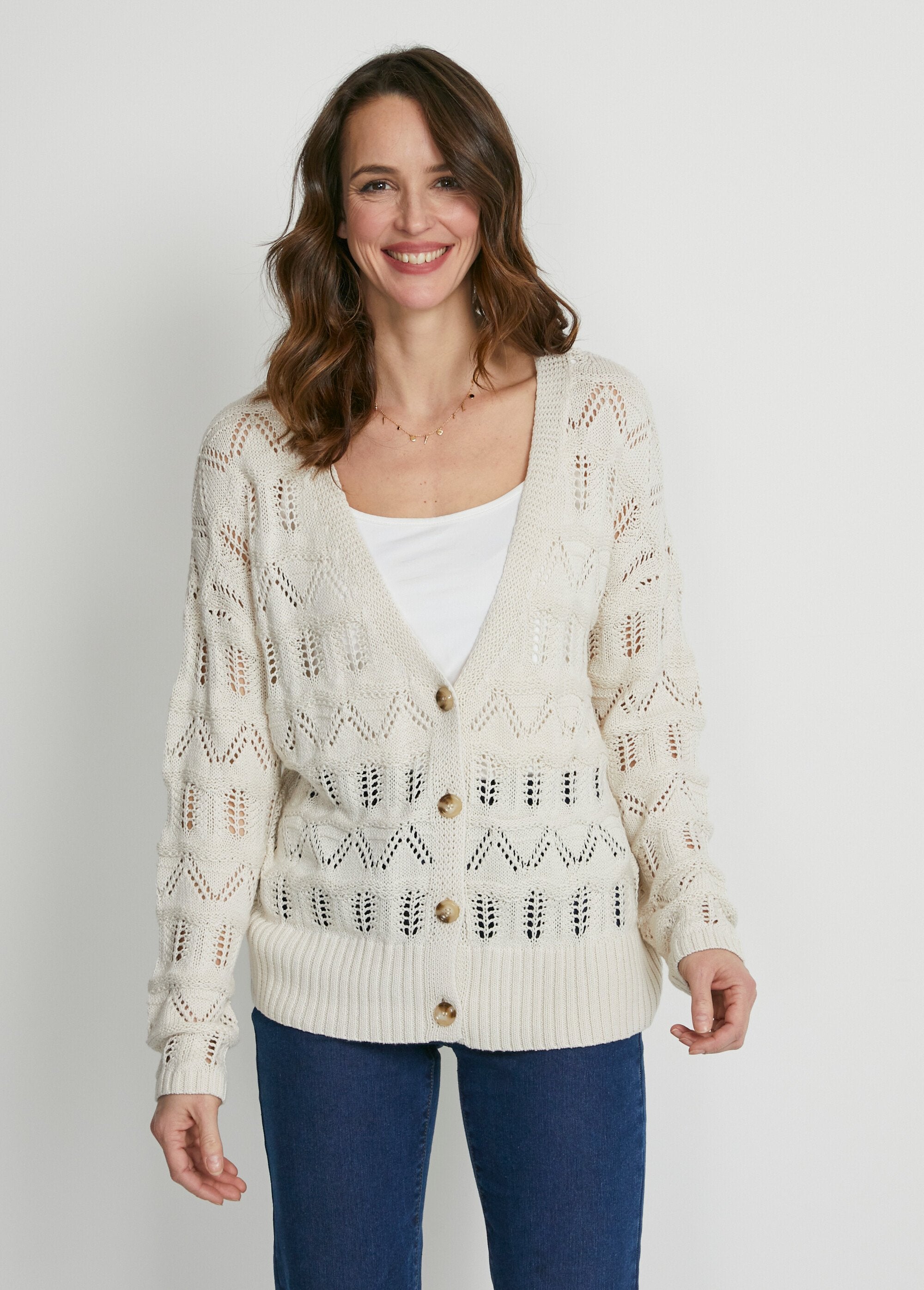 Gilet_court_boutonné_maille_ajourée_Ficelle_FA1_slim