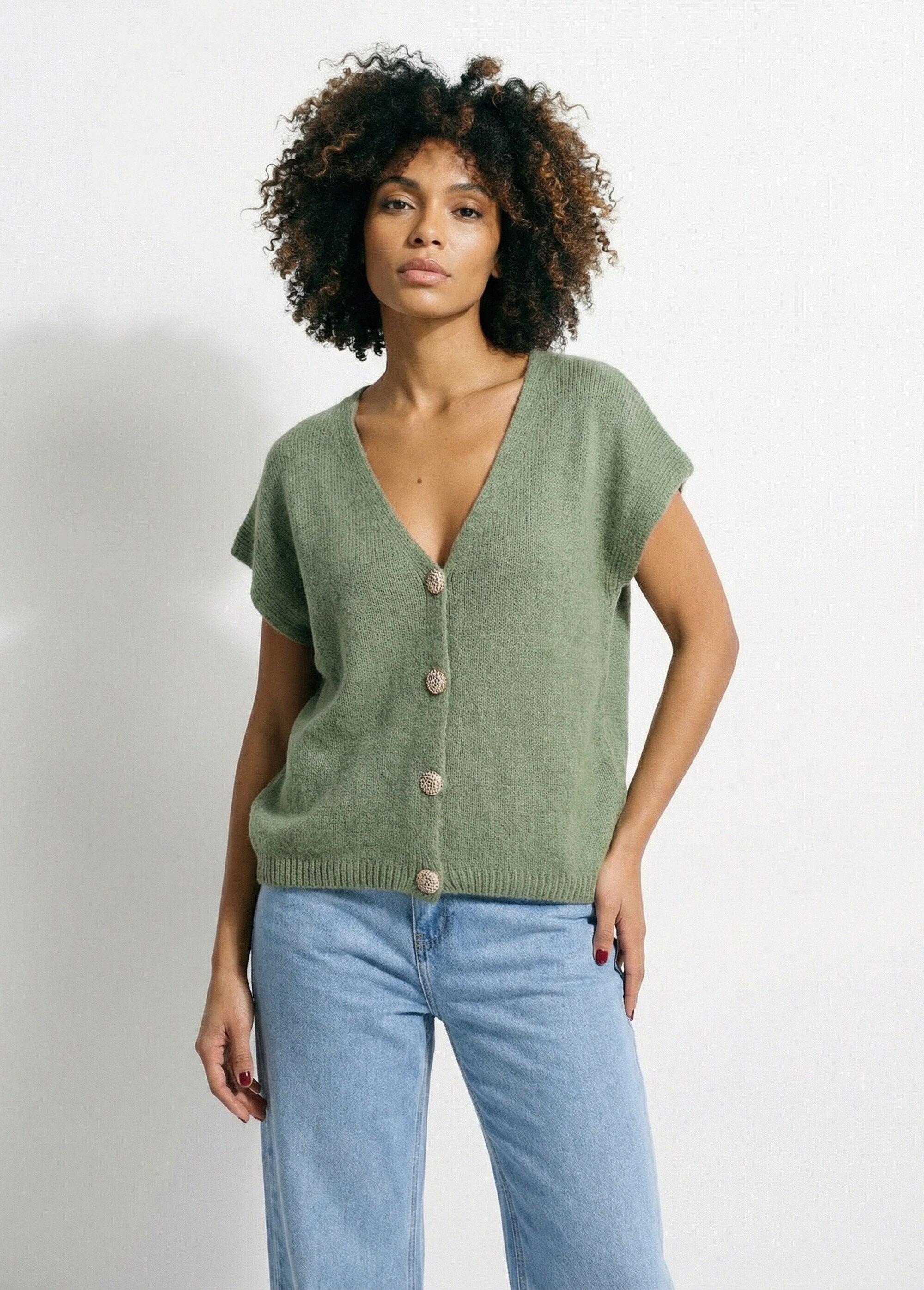 Short-sleeved_vest_with_metallic_buttons_Lime_green_FA1_slim