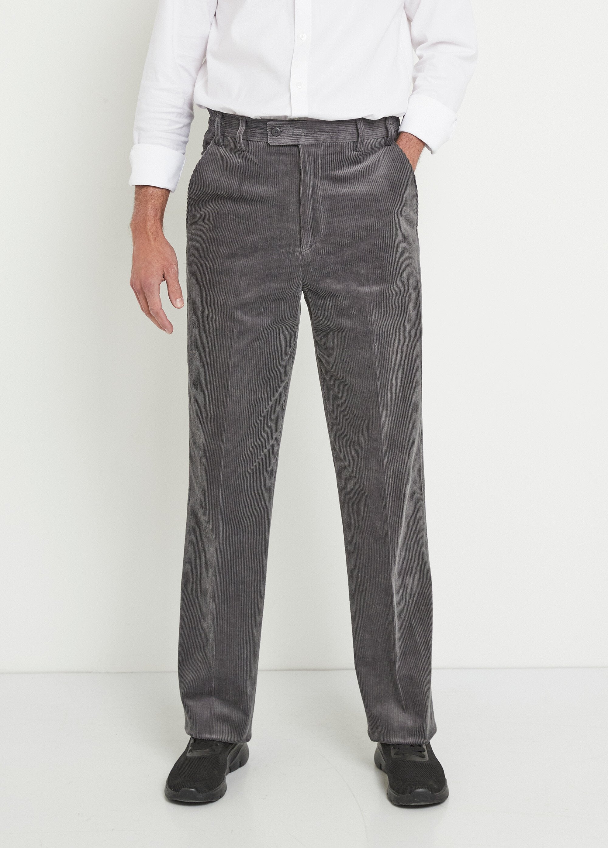 Pantalon_droit_ceinture_élastiquée_confort_Velours_gris_FA1_slim