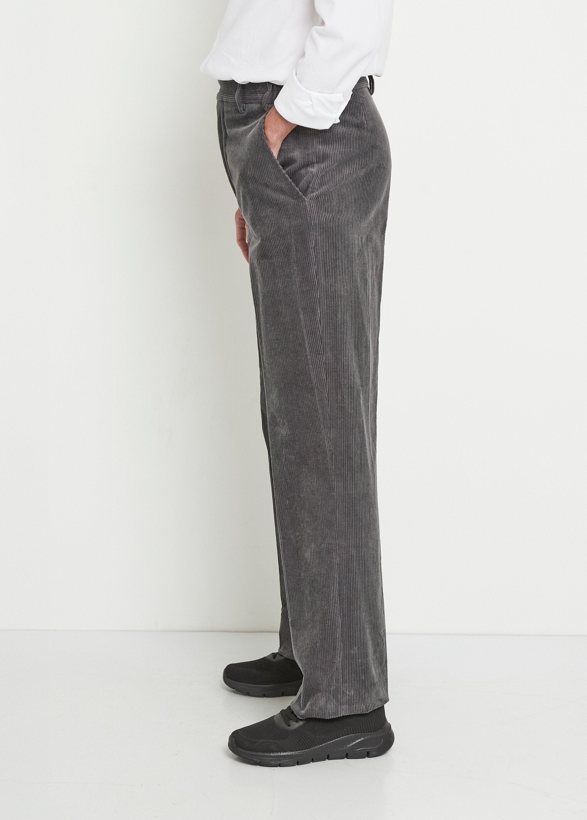 Pantalon_droit_ceinture_élastiquée_confort_Velours_gris_GA1_slim