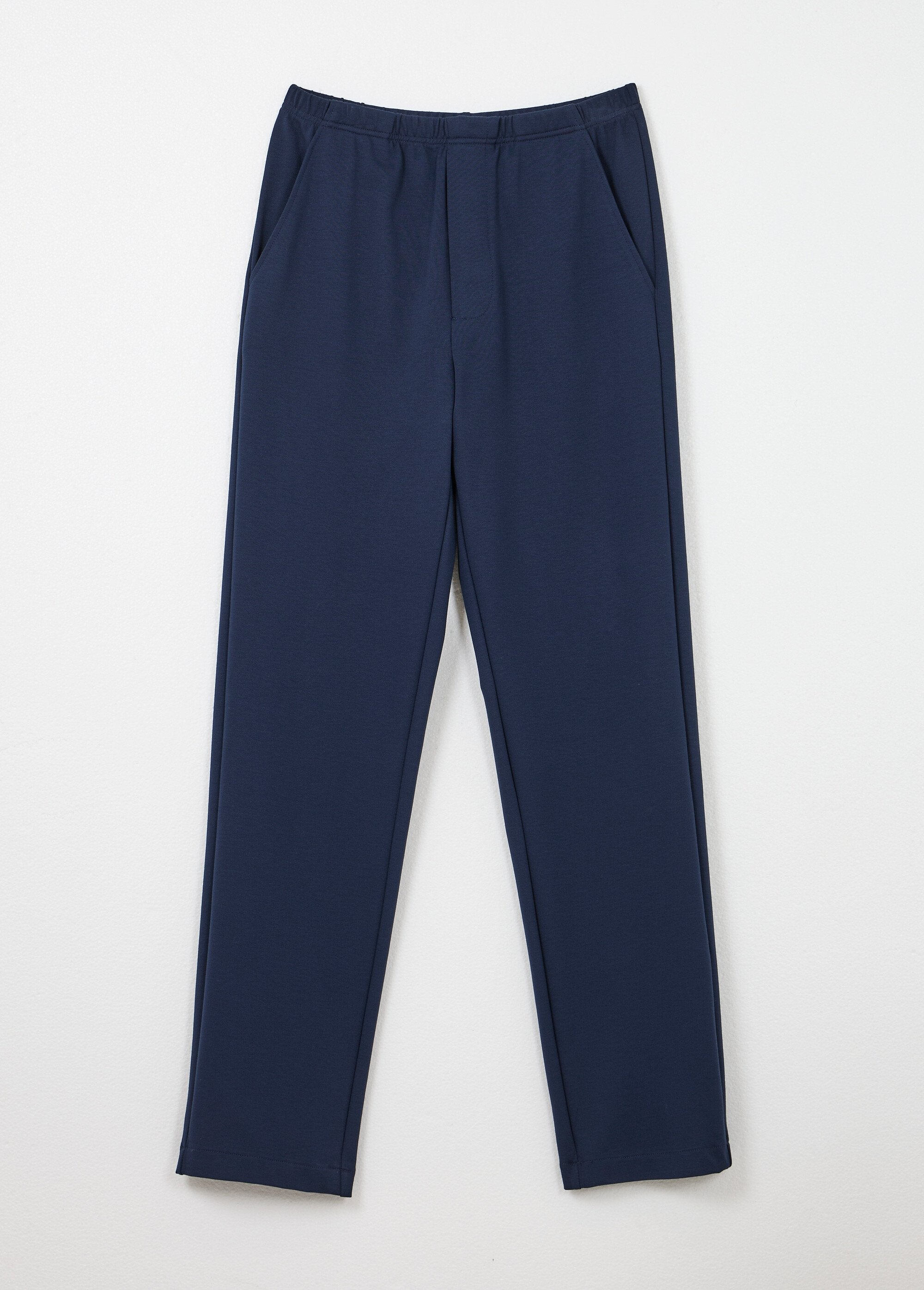 Pantalon_droit_ceinture_élastiquée_tissu_extensile_Marine_AP1_slim