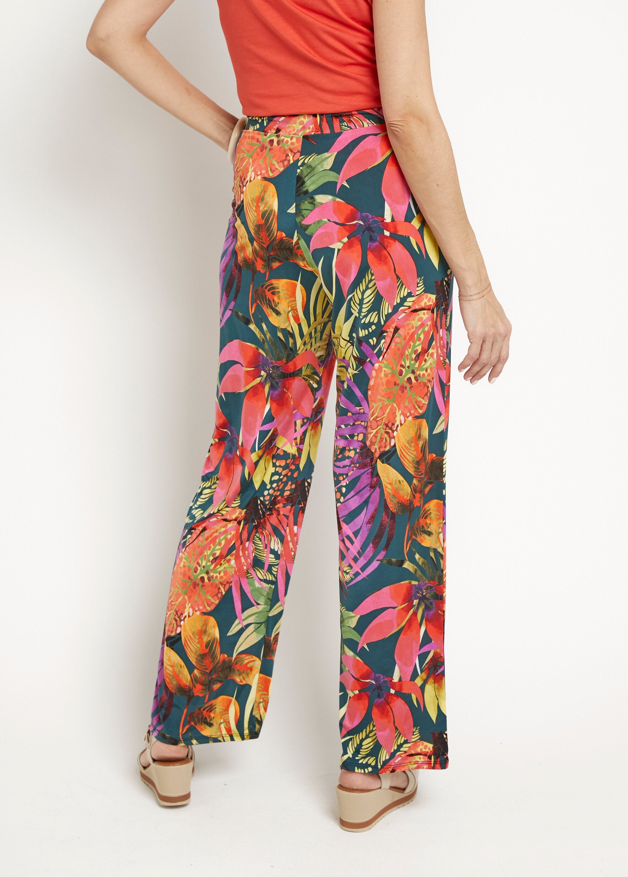 Stretch_flowing_pants,_tropical_floral_Multicolor_DO1_slim