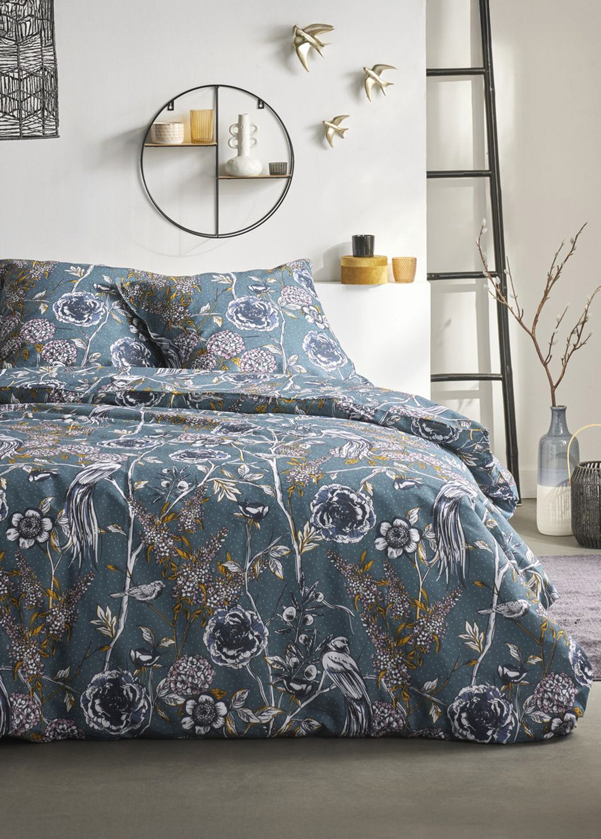 Pure_cotton_bedding_set,_260_x_240cm,_Natural_Green_and_navy_blue__FA1_slim