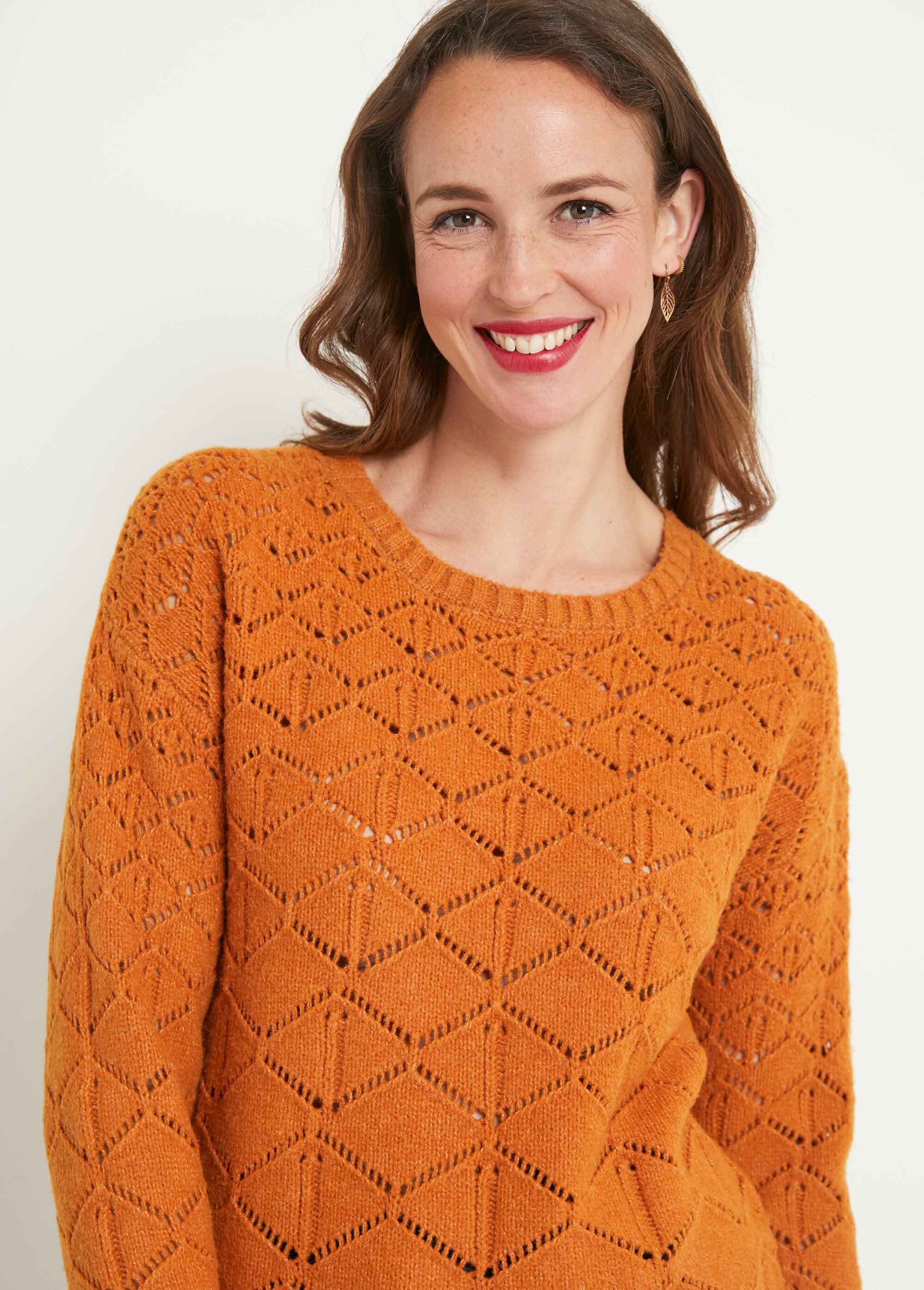 Openwork_short_sweater,_round_neck,_long_sleeves_Caramel_DE1_slim