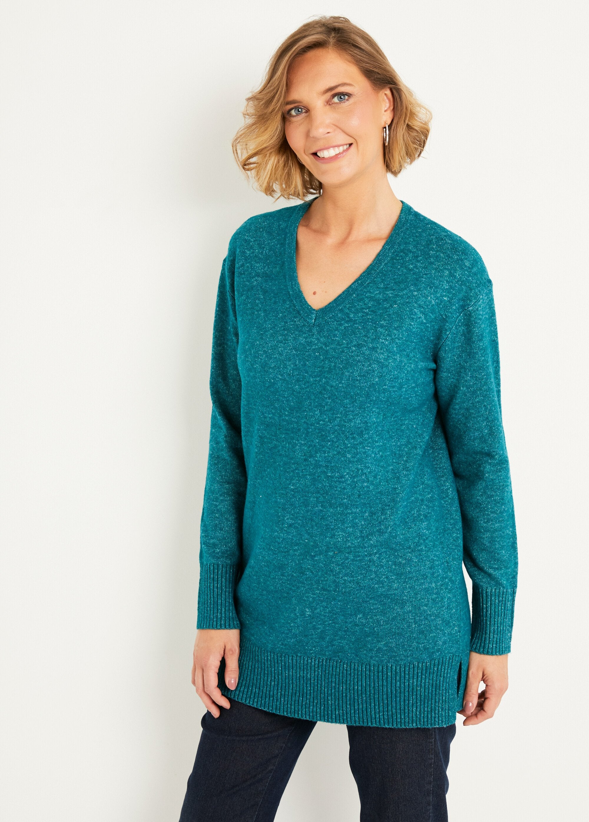 Long_V-neck_mottled_wool_tunic_sweater_Duck_FA1_slim