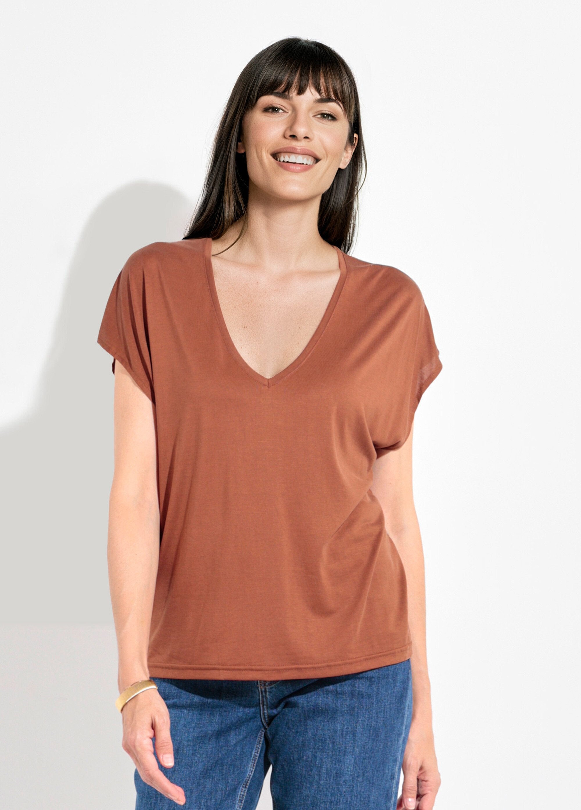 Loose-fitting,_short-sleeved_T-shirt_Brown_FA1_slim