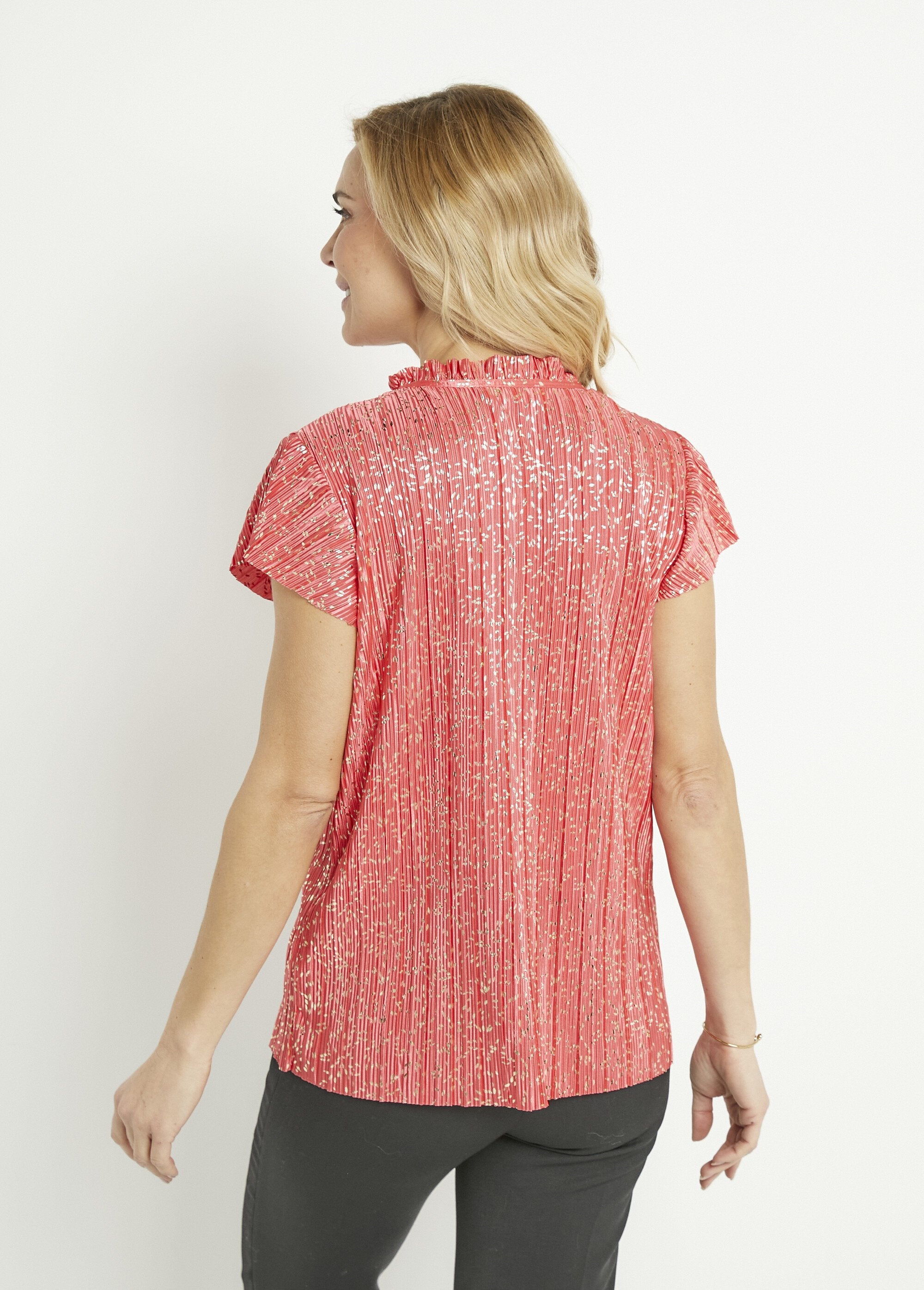 T-shirt_long_imprimé_doré_manches_courtes_Corail_DO1_slim