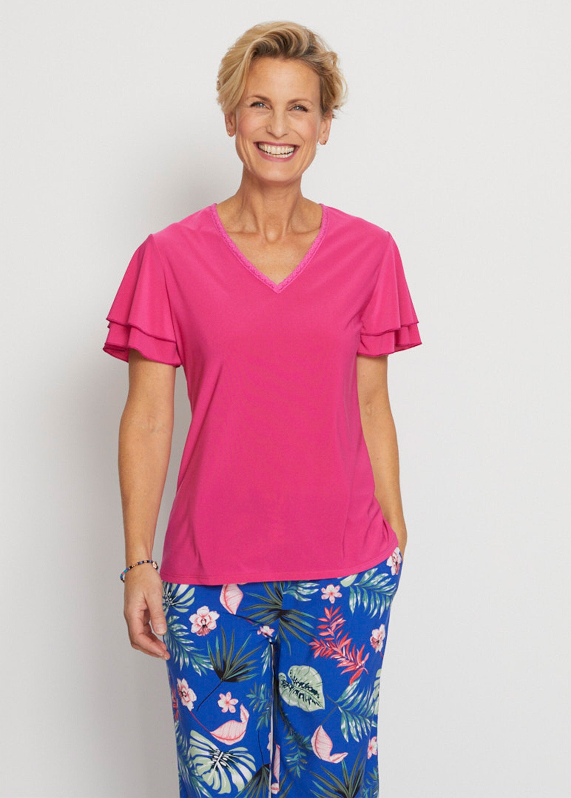 Short-sleeved_ruffled_t-shirt_Plain_fuchsia_FA1_slim