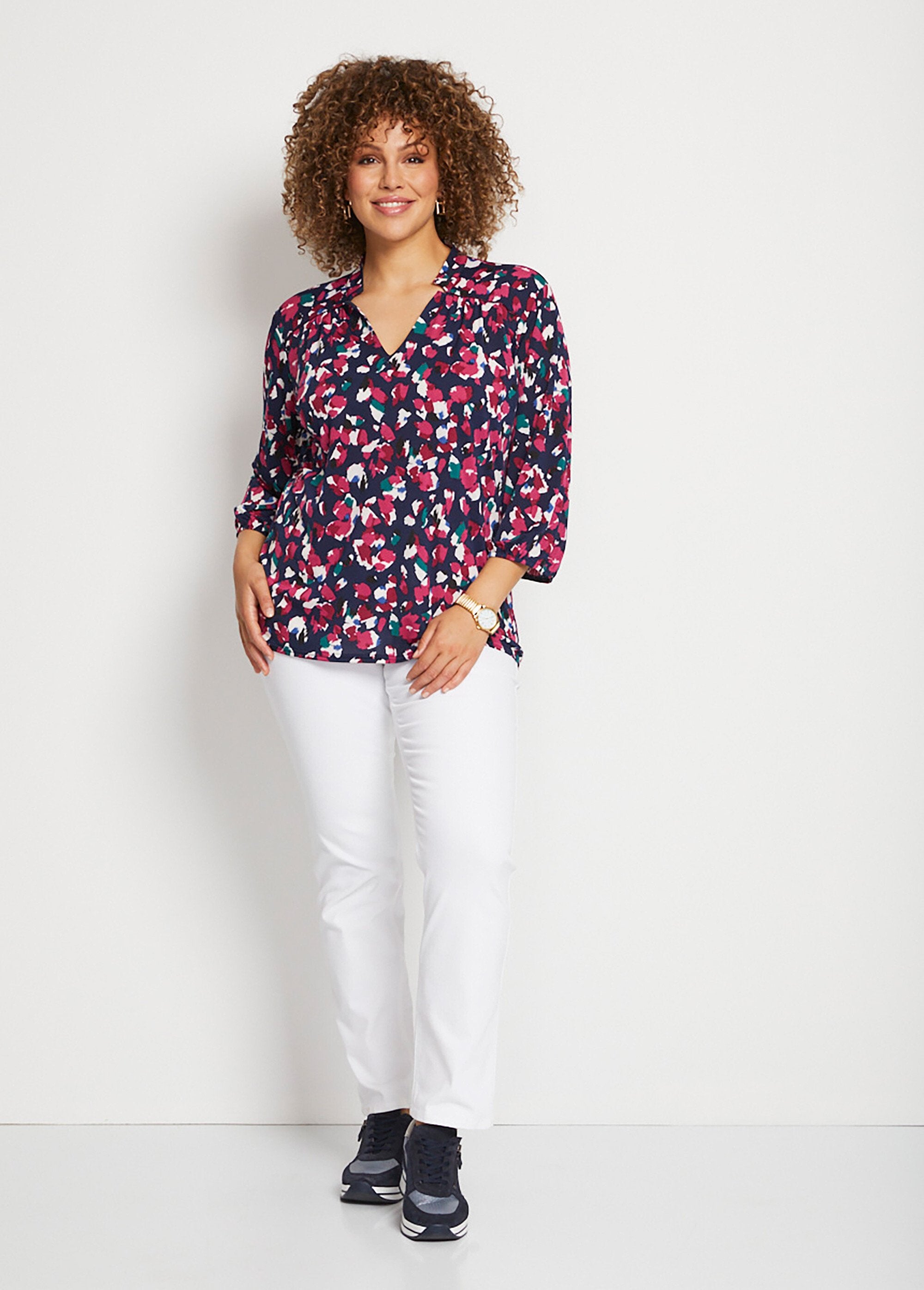 Short_flared_t-shirt_with_3/4_sleeves_Fuchsia_print_SF1_curvy