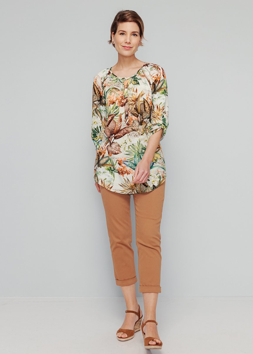 Exotic_print_button-down_tunic_Natural_and_green_SF1_slim