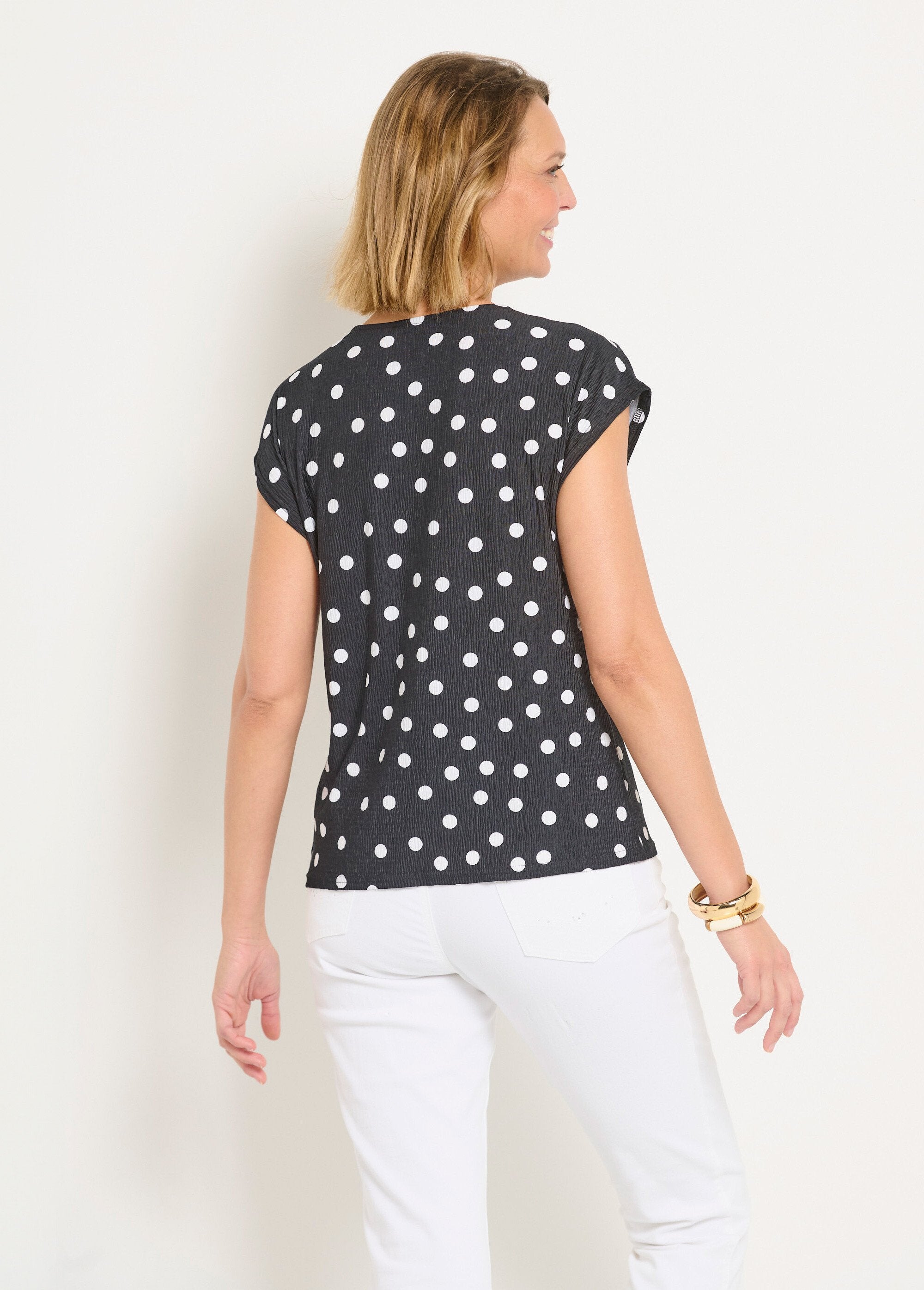 Polka_dot_print_tunic_with_V-neck_and_kimono_sleeves_Black_peas_DO1_slim