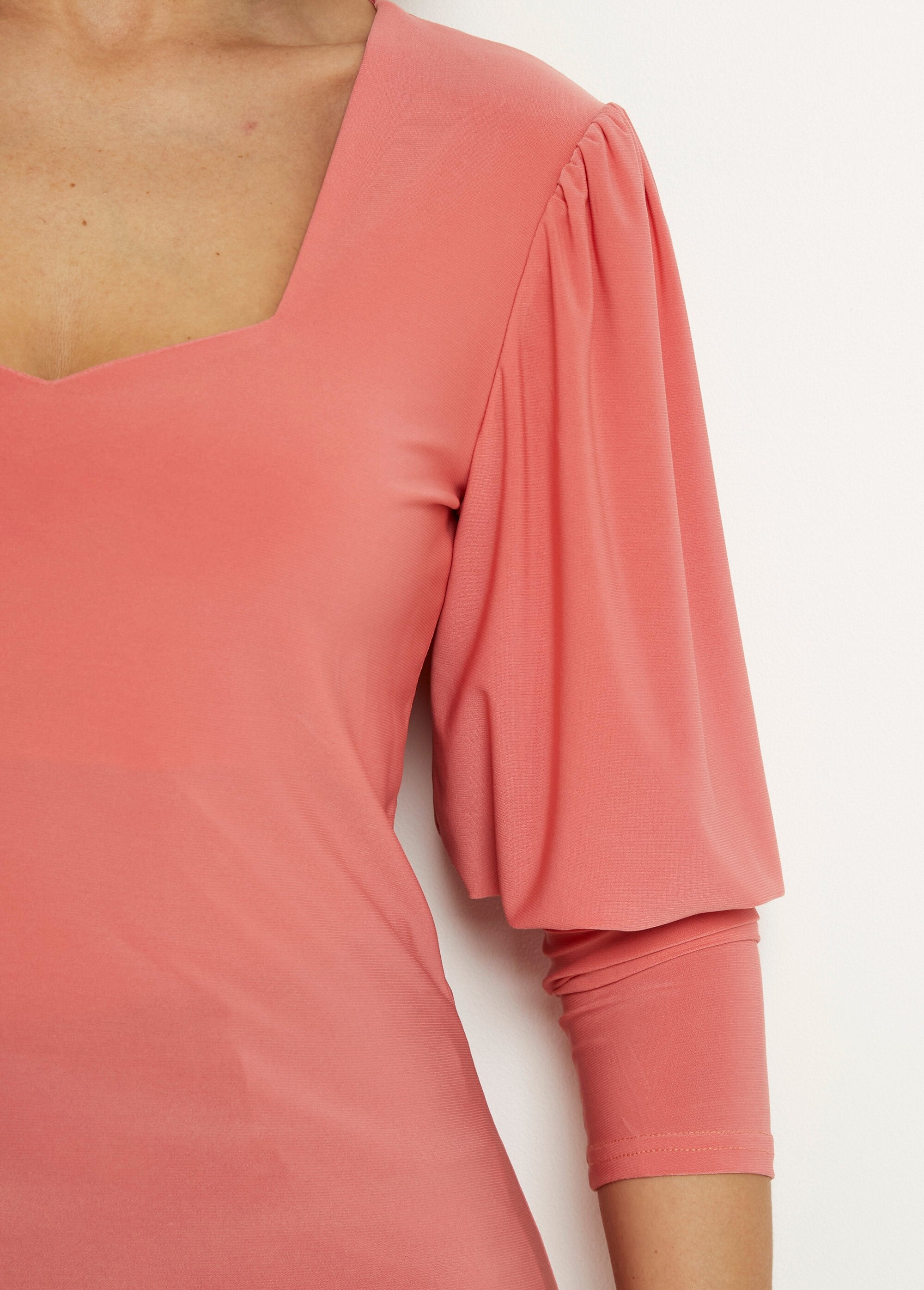 Stretch_tunic_with_square_neckline_and_3/4_sleeves_Coral_DE2_slim